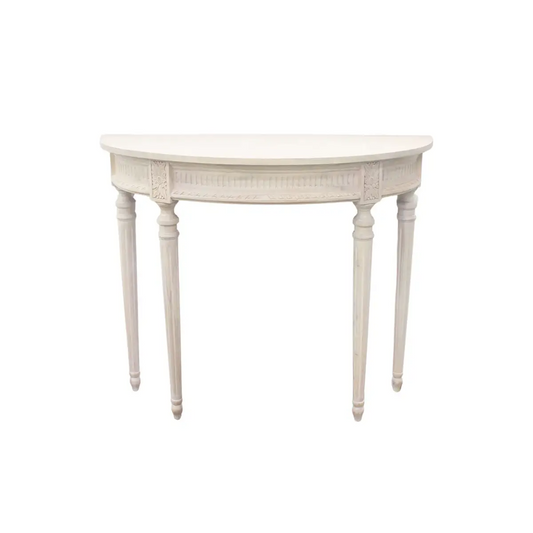 Demilune Hall Table - White Wash Wood - Ave Home