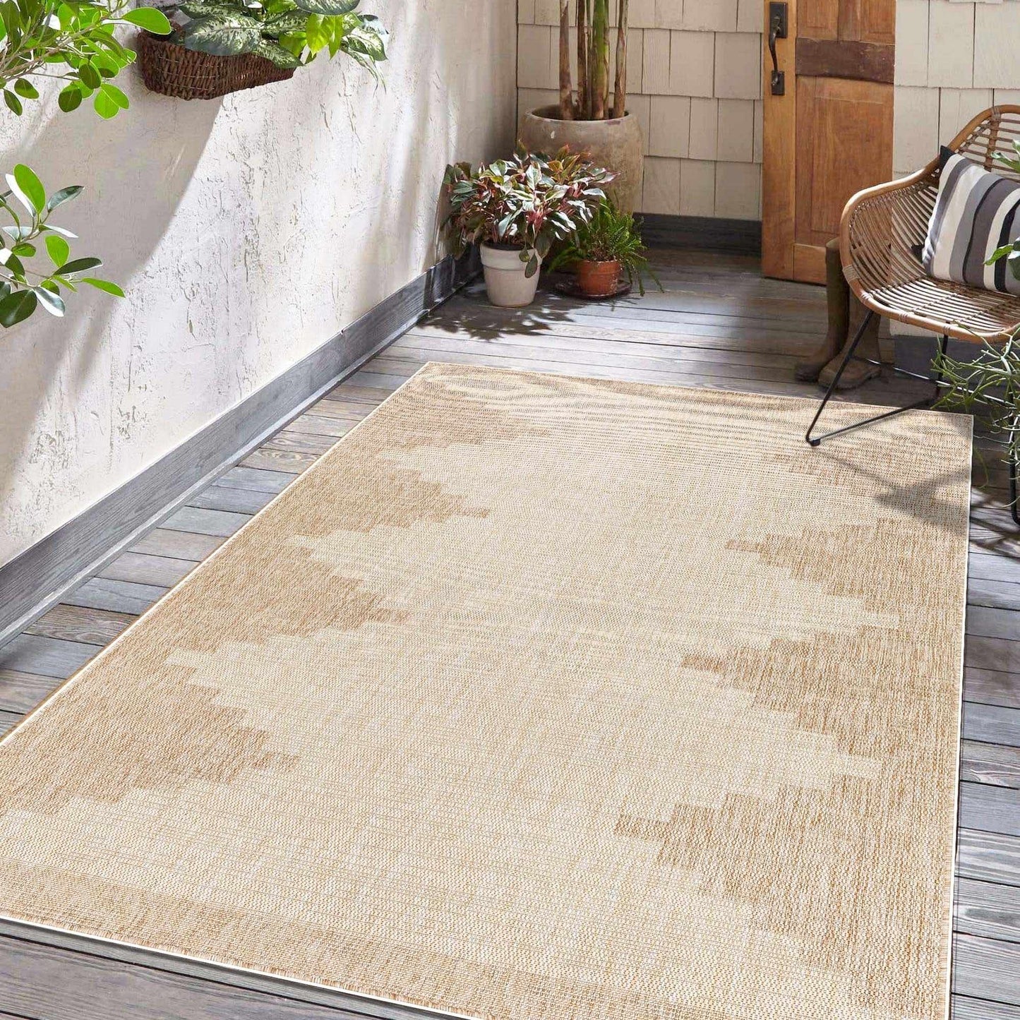 Djugun Beige Indoor & Outdoor Rug - Boutique Rugs