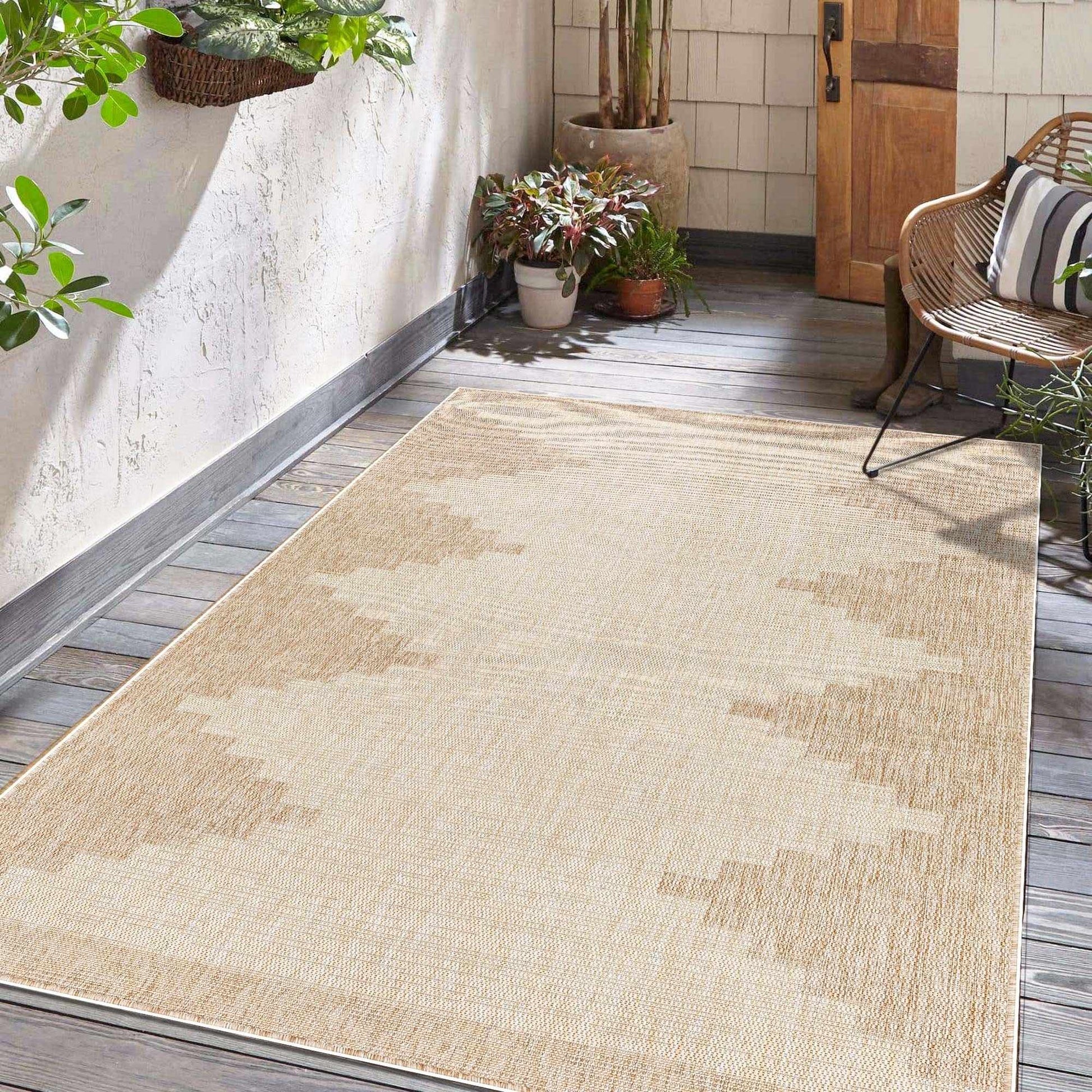 Djugun Beige Indoor & Outdoor Rug - Boutique Rugs