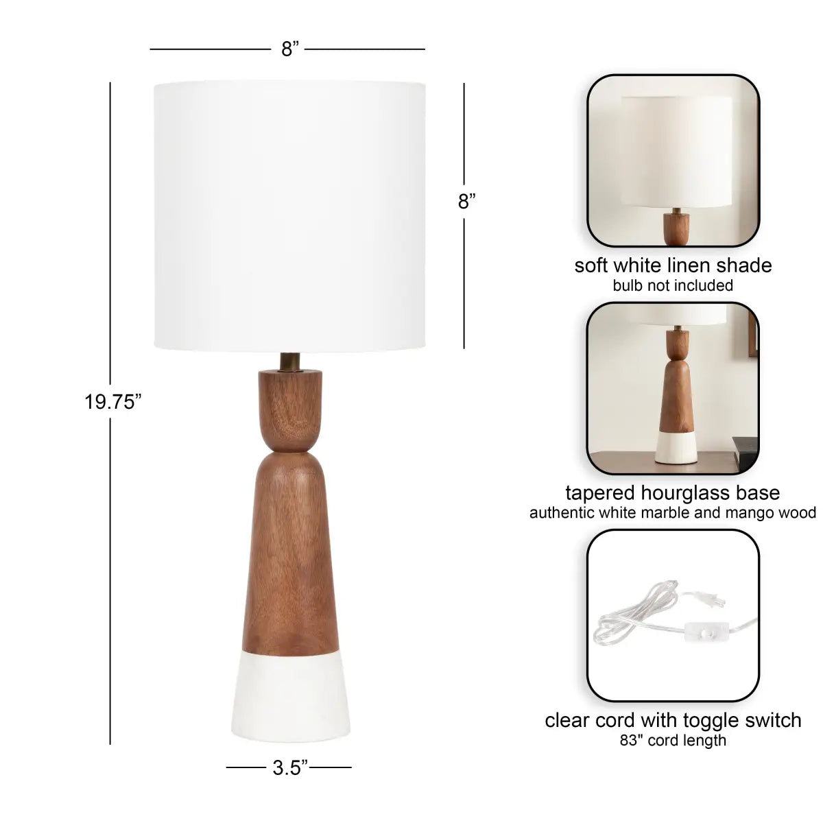 Deori Modern Marble Table Lamp - kateandlaurel