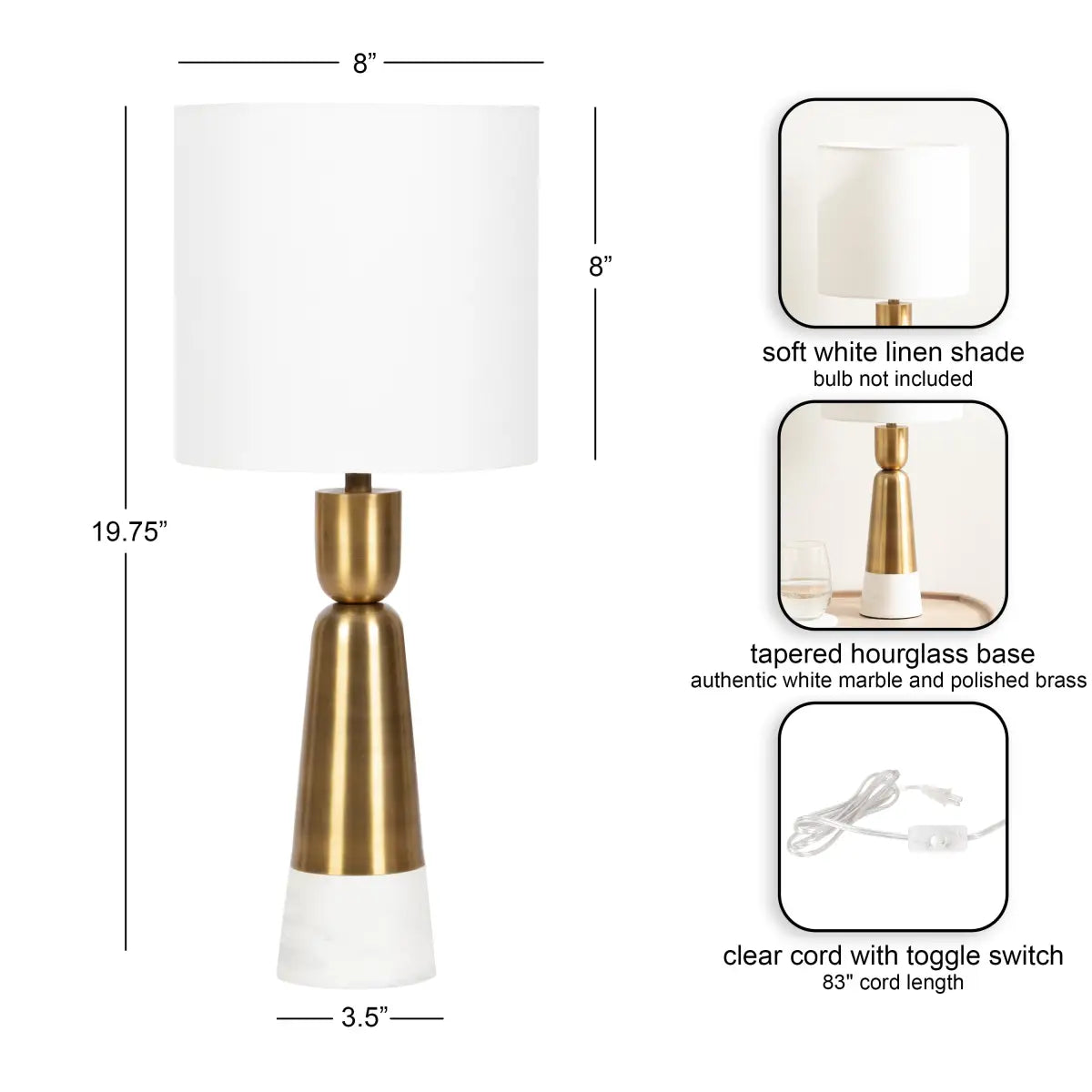 Deori Modern Marble Table Lamp - kateandlaurel