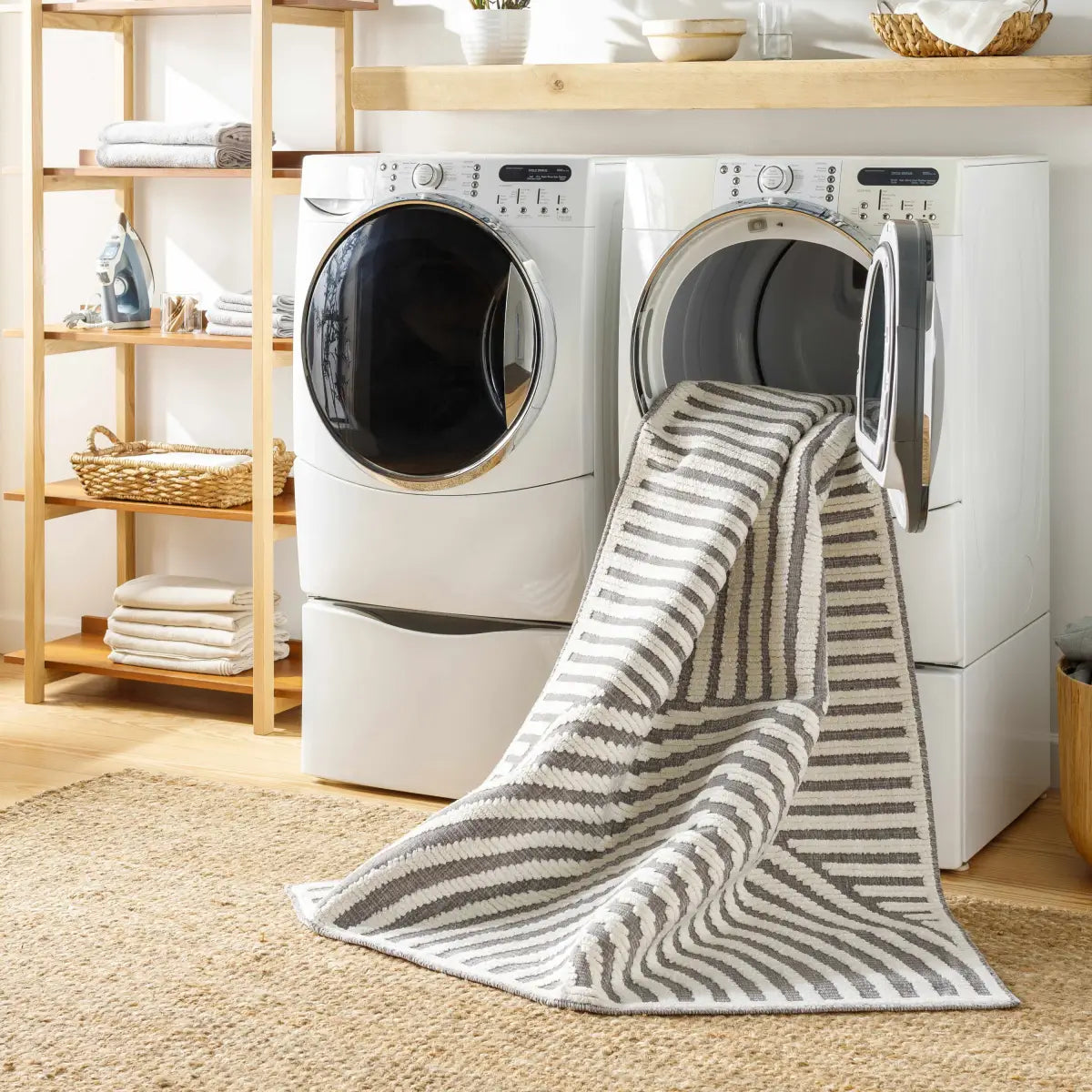 Deron Gray Washable Area Rug - Boutique Rugs
