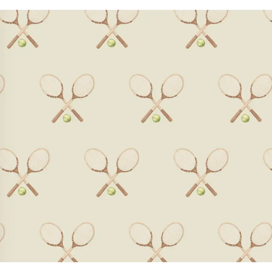 Deuce Wallpaper - Tennis - by Hailey Kiefer - Sample 1 foot by 1 foot / Cream - Loomwell Home Goods