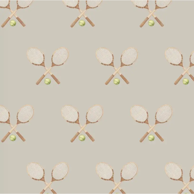 Deuce Wallpaper - Tennis - by Hailey Kiefer - Sample 1 foot by 1 foot / Gray - Loomwell Home Goods