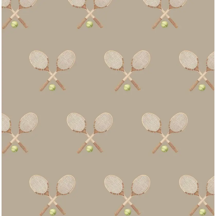 Deuce Wallpaper - Tennis - by Hailey Kiefer - Sample 1 foot by 1 foot / Khaki - Loomwell Home Goods