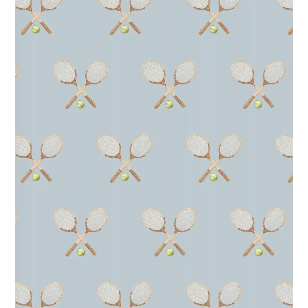 Deuce Wallpaper - Tennis - by Hailey Kiefer - Sample 1 foot by 1 foot / Light Blue - Loomwell Home Goods