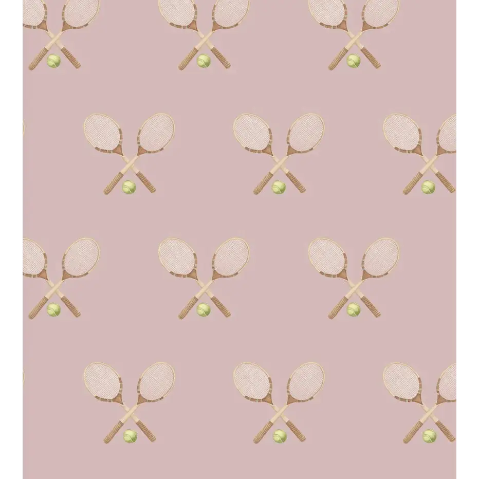 Deuce Wallpaper - Tennis - by Hailey Kiefer - Sample 1 foot by 1 foot / Pink - Loomwell Home Goods