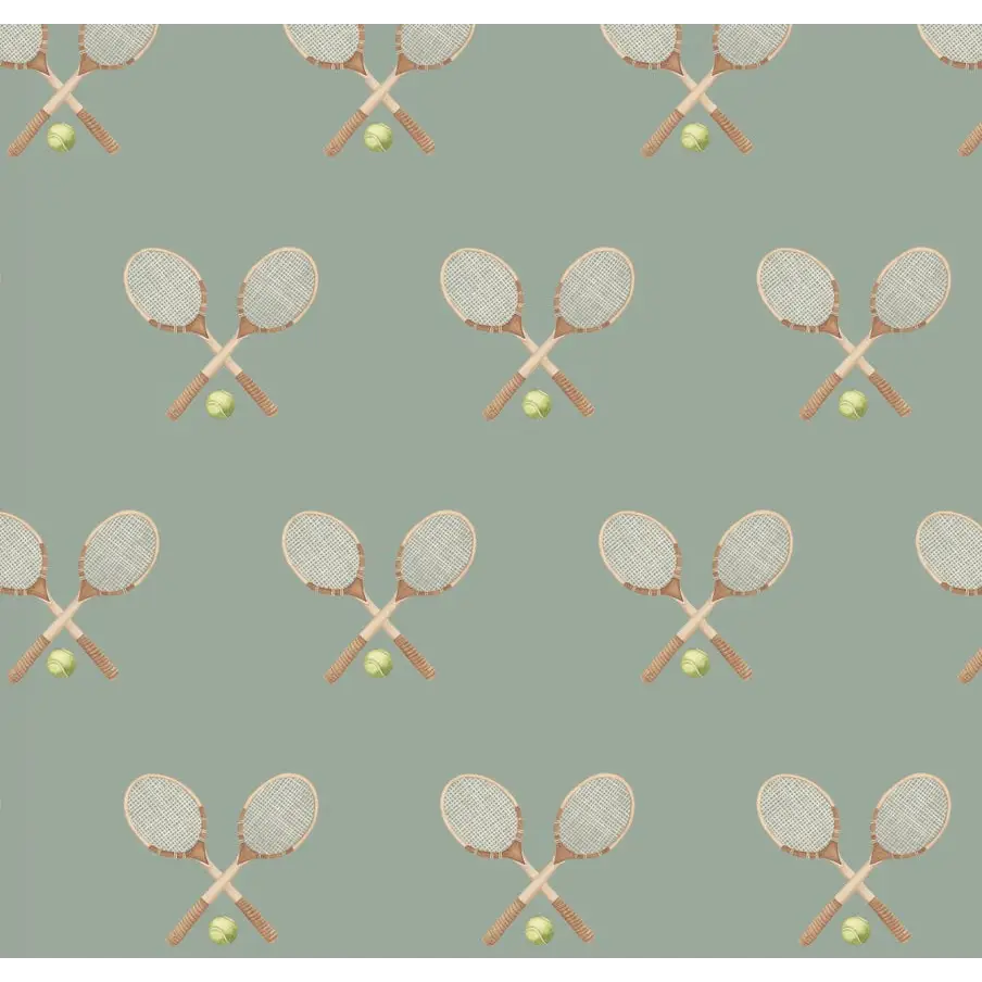 Deuce Wallpaper - Tennis - by Hailey Kiefer - Sample 1 foot by 1 foot / Teal - Loomwell Home Goods