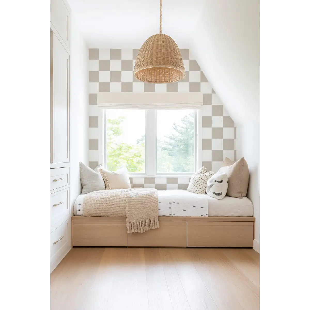 Devin Wallpaper - Neutral Pastel Checkerboard for Kids - by Melissa Johnson Design - Loomwell Home Goods