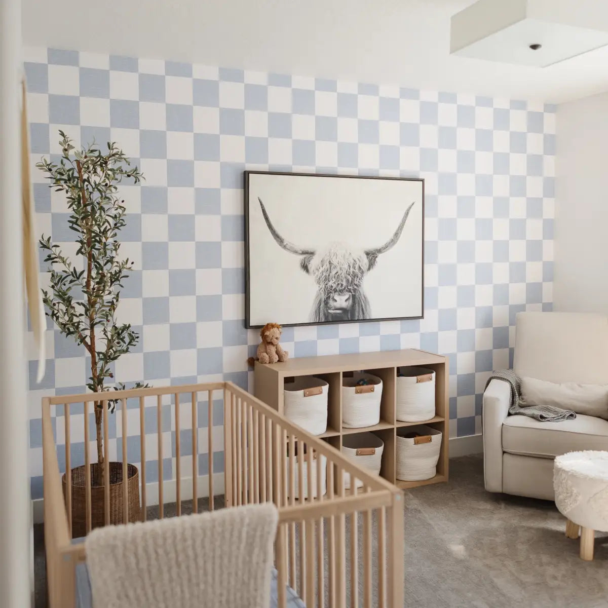 Devin Wallpaper - Neutral Pastel Checkerboard for Kids - by Melissa Johnson Design - Loomwell Home Goods