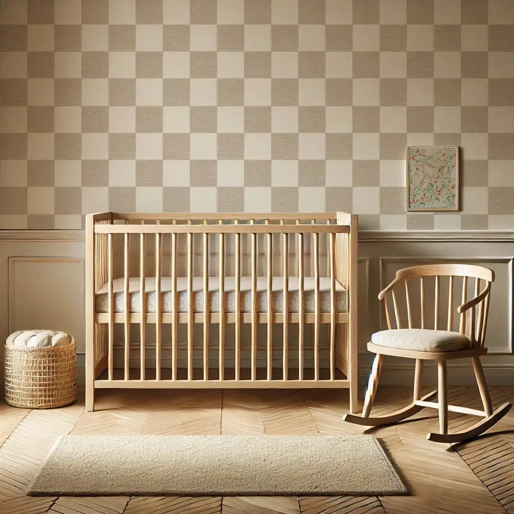 Devin Wallpaper - Neutral Pastel Checkerboard for Kids - by Melissa Johnson Design - Loomwell Home Goods