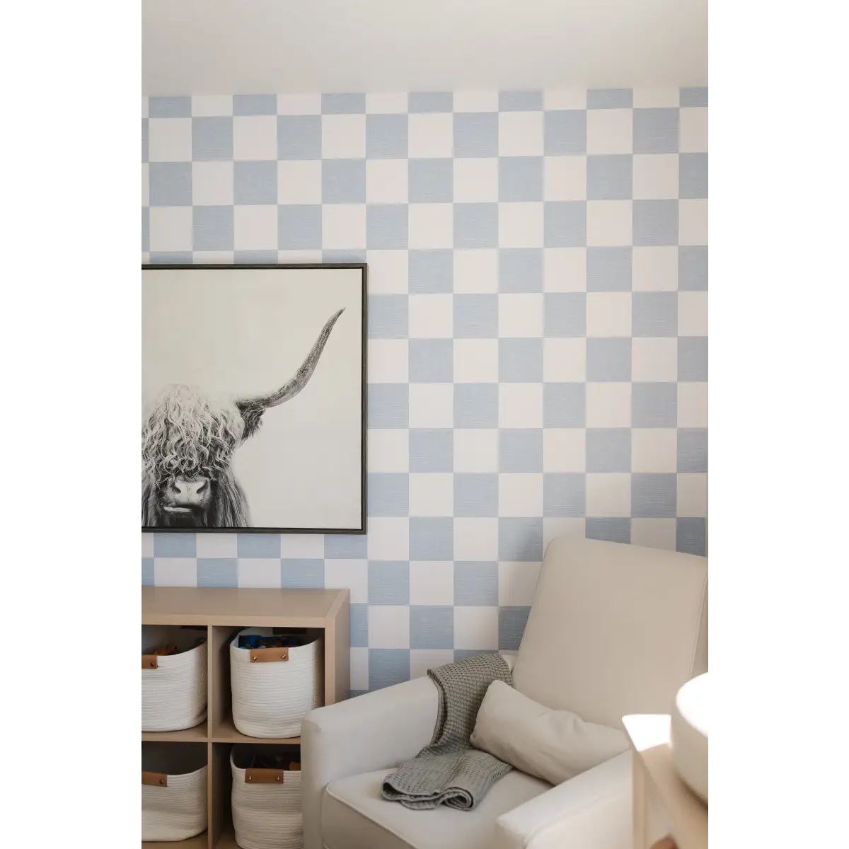 Devin Wallpaper - Neutral Pastel Checkerboard for Kids - by Melissa Johnson Design - Loomwell Home Goods
