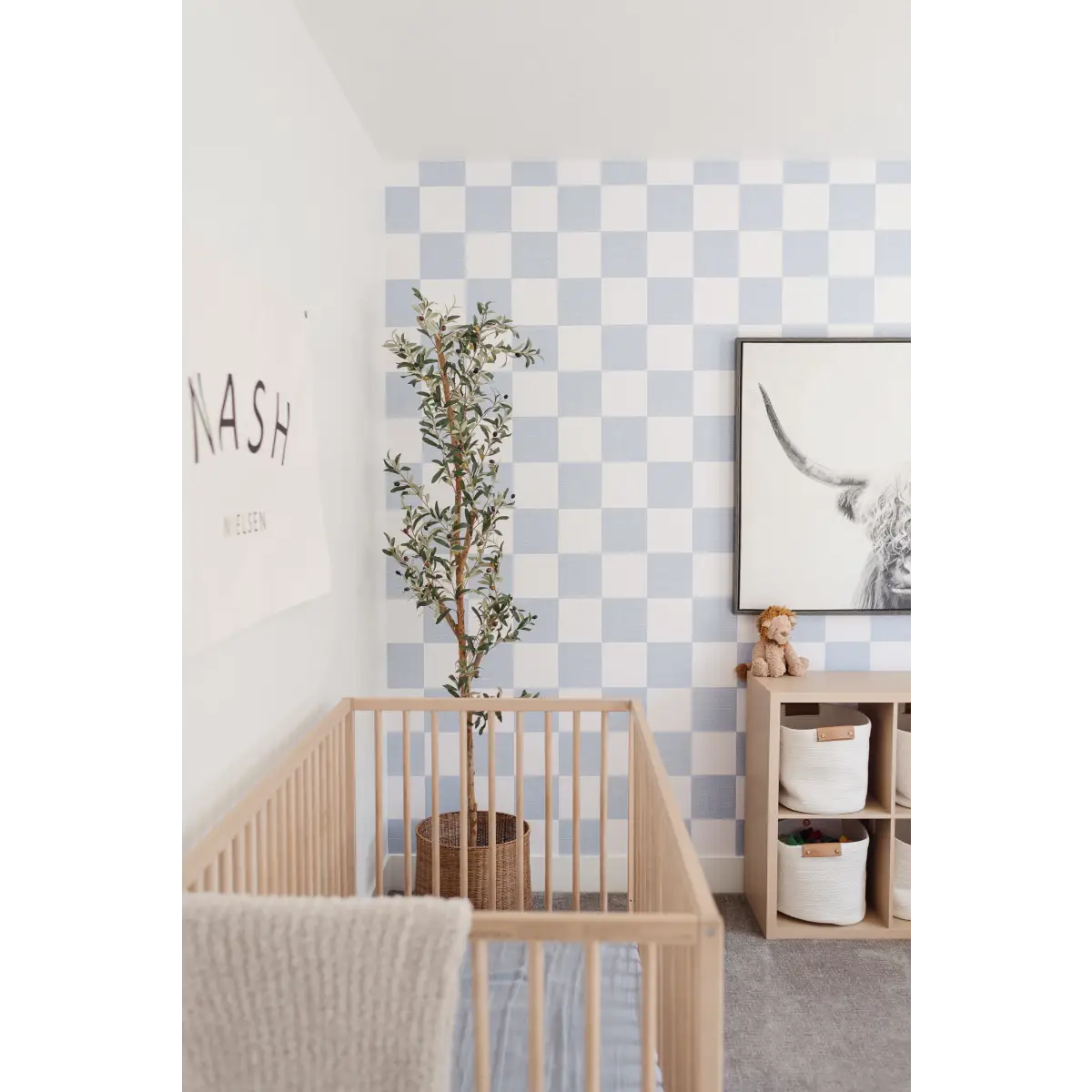Devin Wallpaper - Neutral Pastel Checkerboard for Kids - by Melissa Johnson Design - Loomwell Home Goods