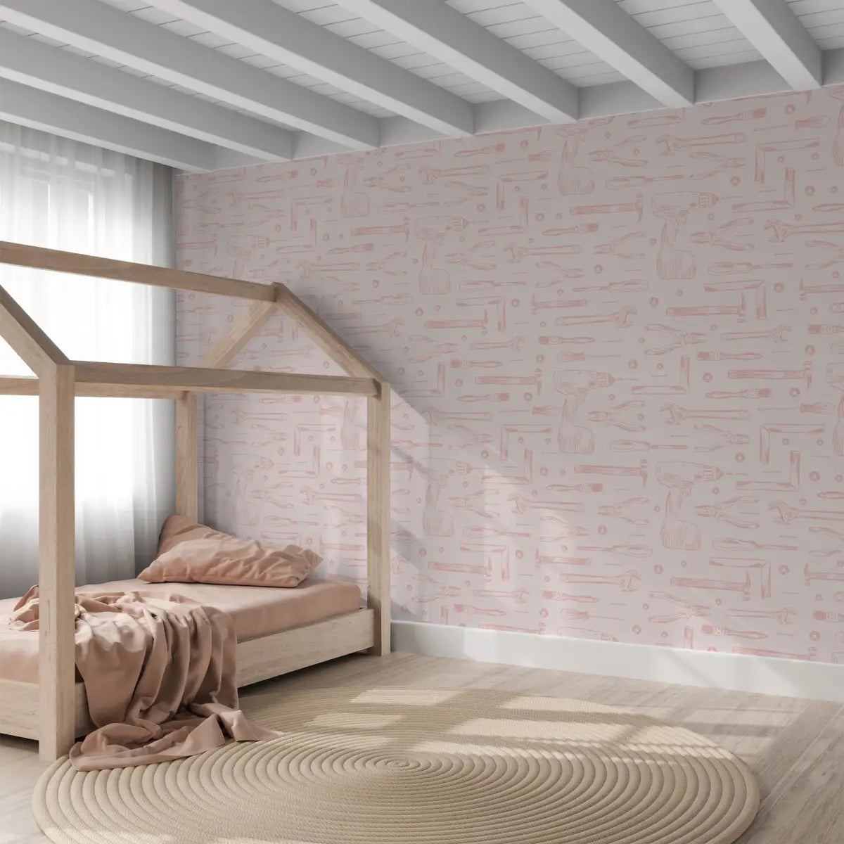 Dewalt Wallpaper - Tools Line Drawings for Kids - by Aminah Eleonora - Loomwell Home Goods