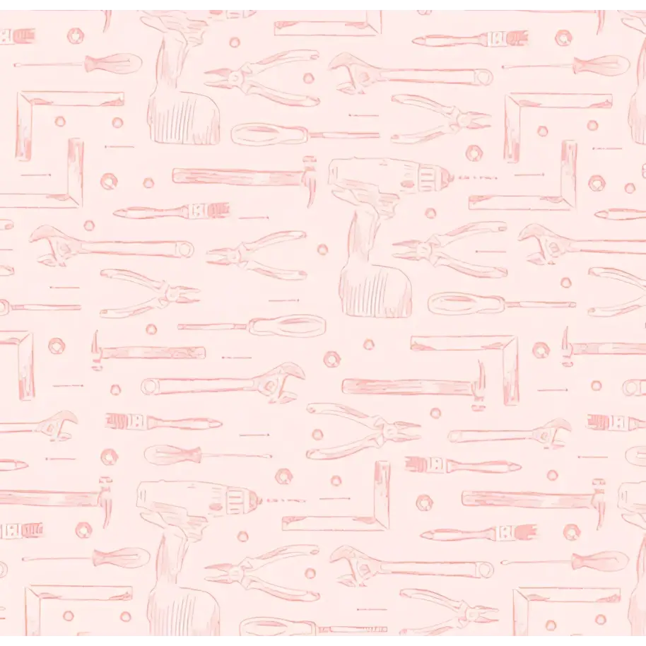 Dewalt Wallpaper - Tools Line Drawings for Kids - by Aminah Eleonora - Sample 1 foot by 1 foot / Pink - Loomwell Home