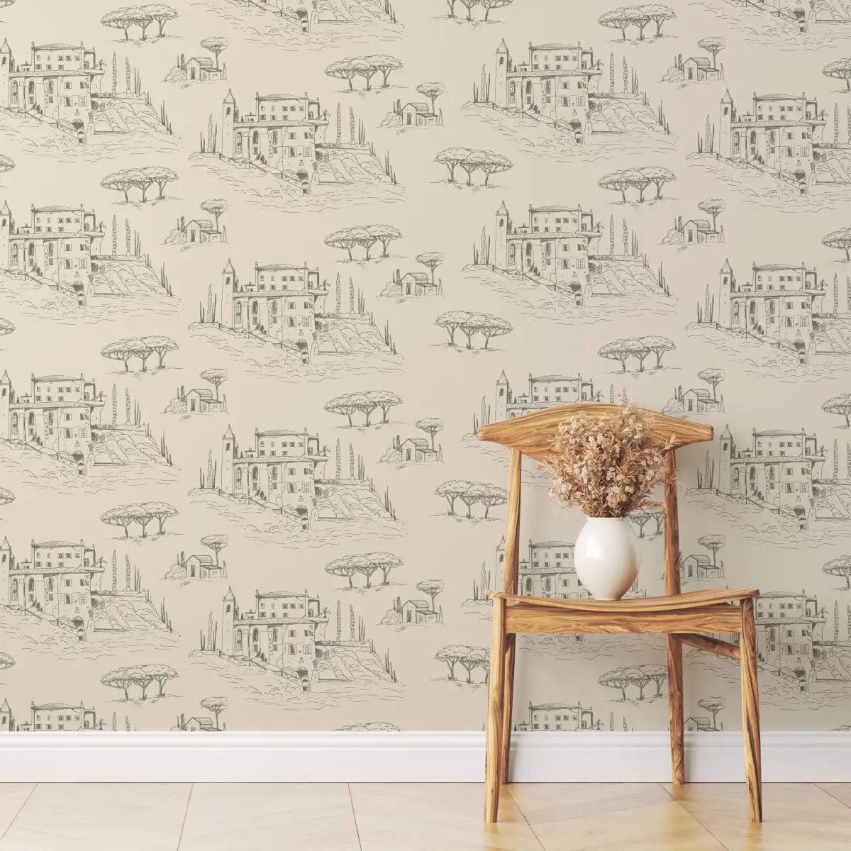 Diana Wallpaper - Castle Line Drawing - by Danelys Sidron - Loomwell Home Goods
