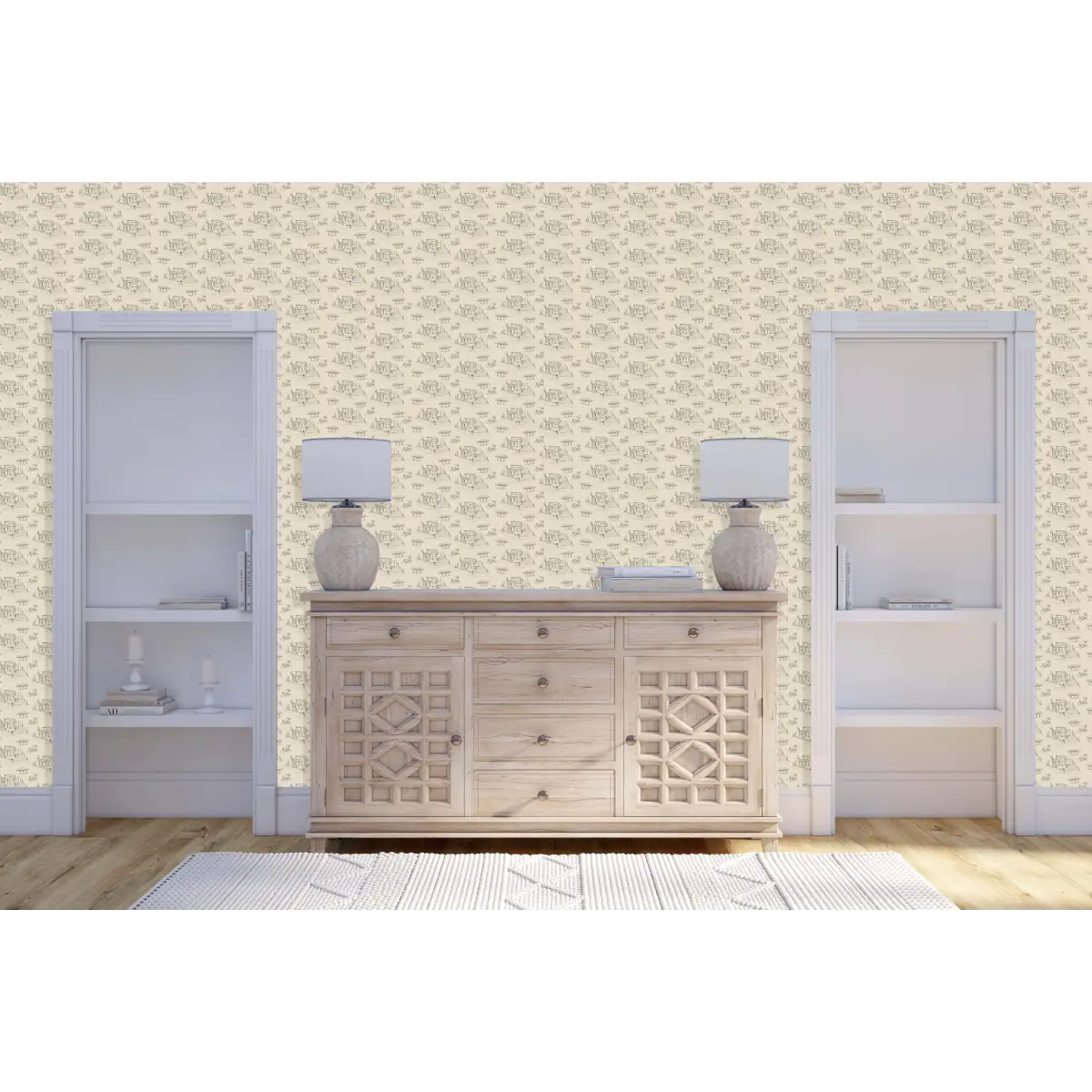 Diana Wallpaper - Castle Line Drawing - by Danelys Sidron - Loomwell Home Goods
