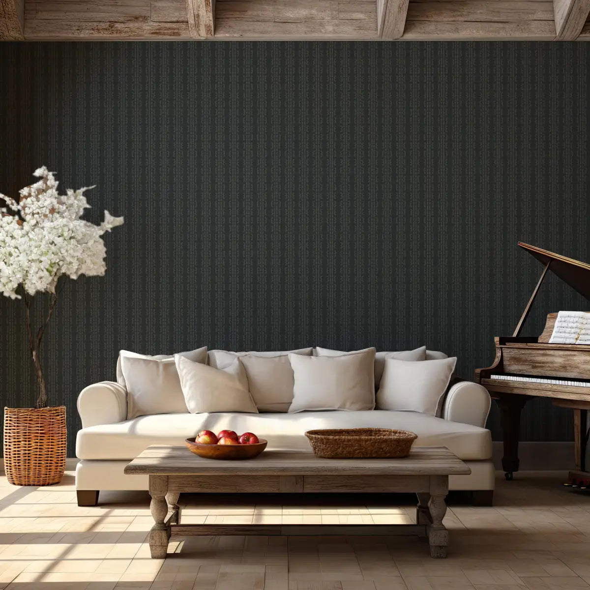 Dillon Wallpaper - Traditional Dark Stripe - by Thoroughfare Design - Loomwell Home Goods
