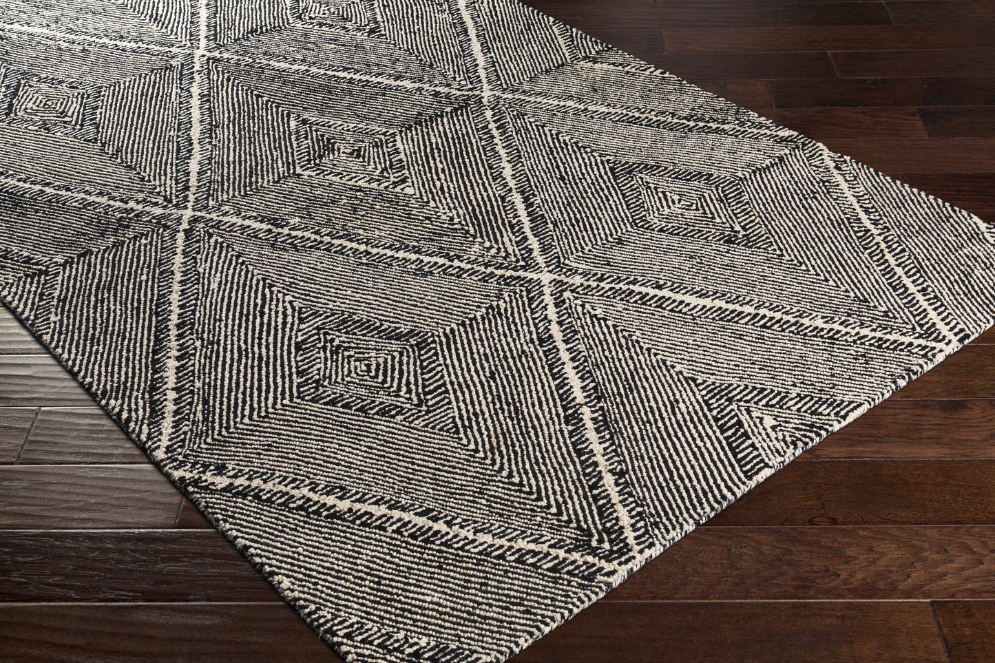 Modern Black Diamonds Wool Area Rug - Boutique Rugs