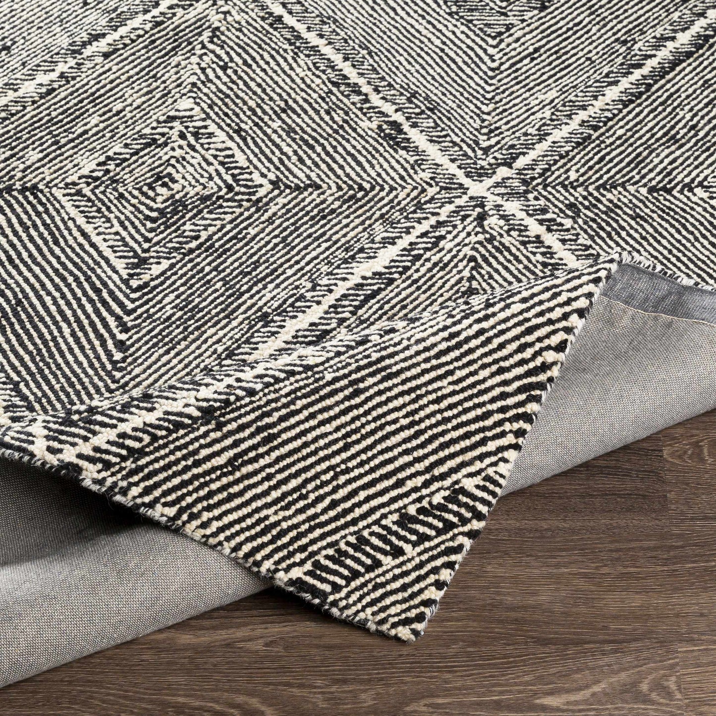 Modern Black Diamonds Wool Area Rug - Boutique Rugs