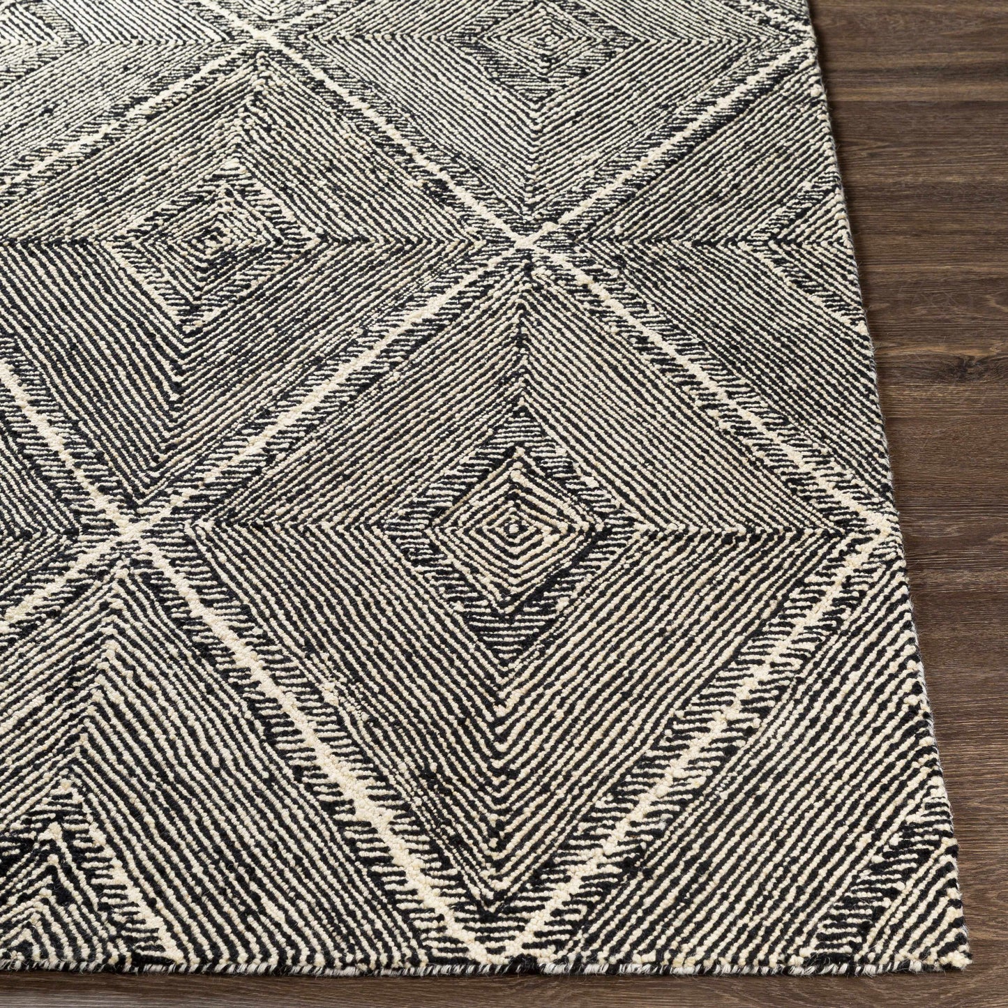 Modern Black Diamonds Wool Area Rug - Boutique Rugs
