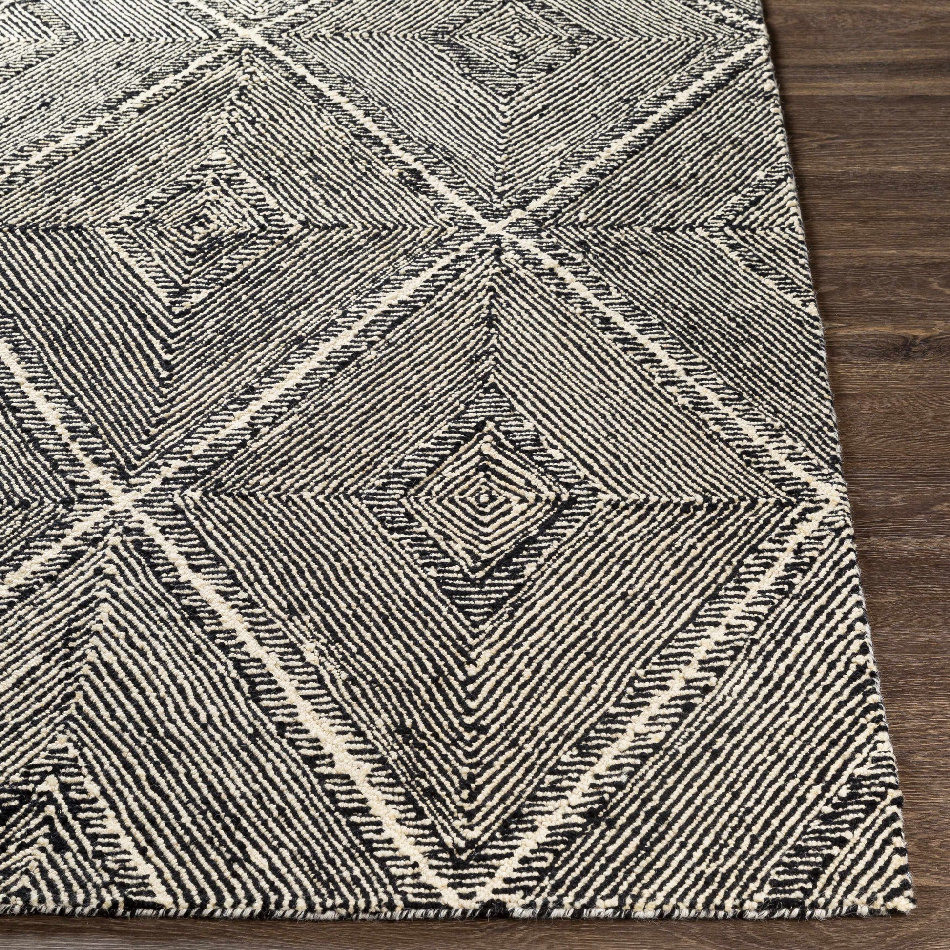 Modern Black Diamonds Wool Area Rug - Boutique Rugs