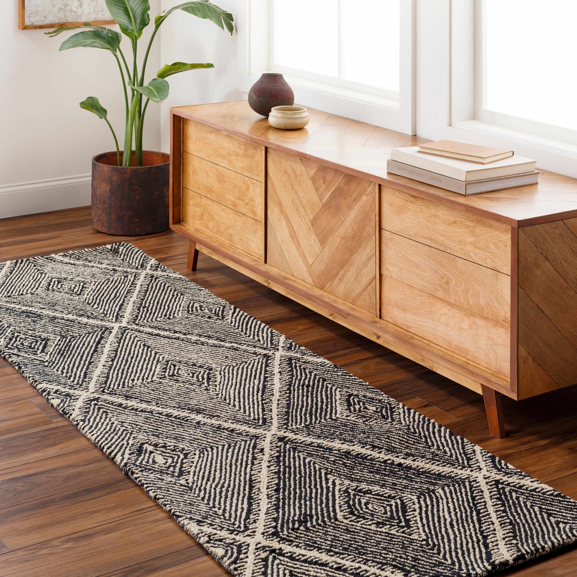 Modern Black Diamonds Wool Area Rug - Boutique Rugs