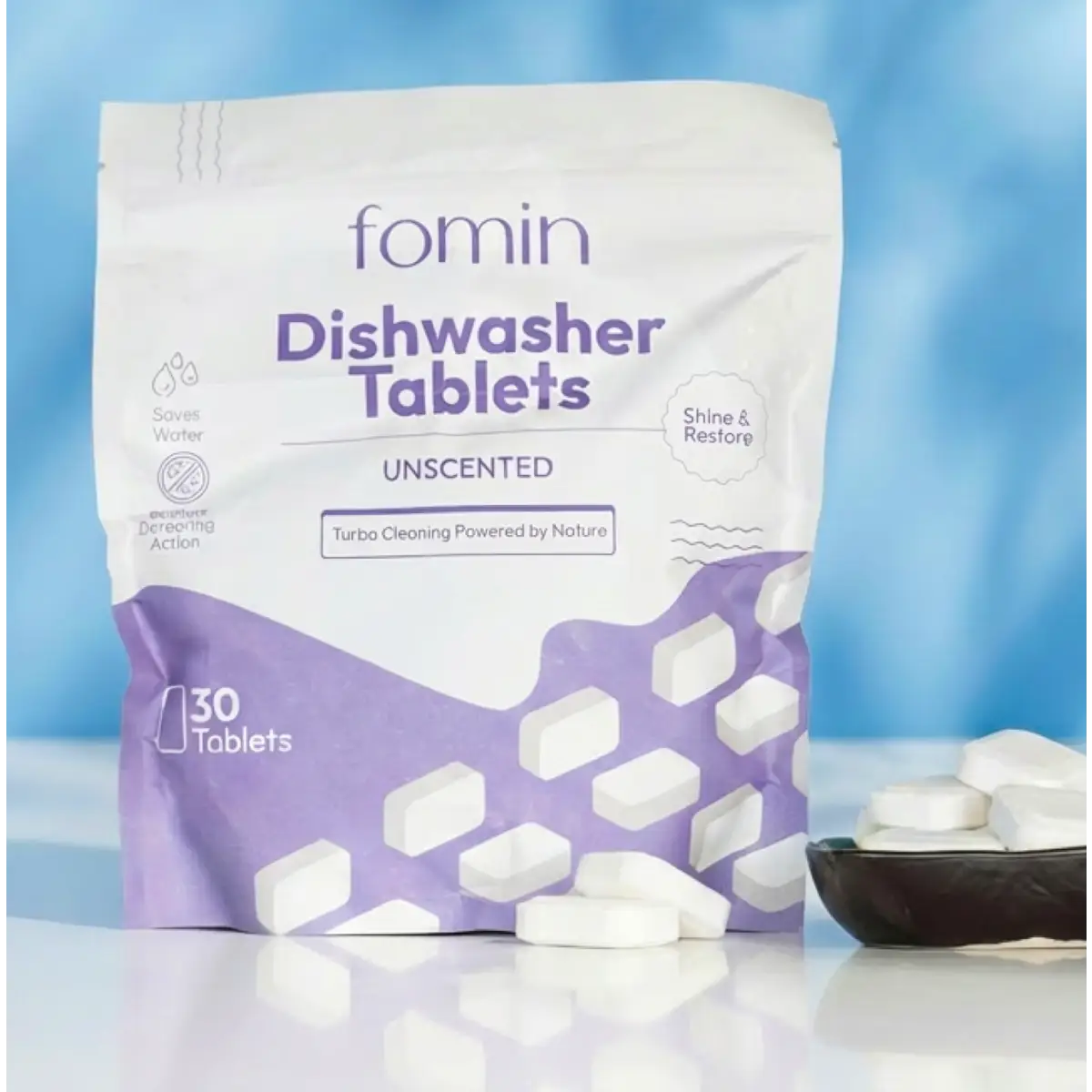 Dishwasher Tablets - Unscented - 60 Tablets - Eco-Friendly - Fomin