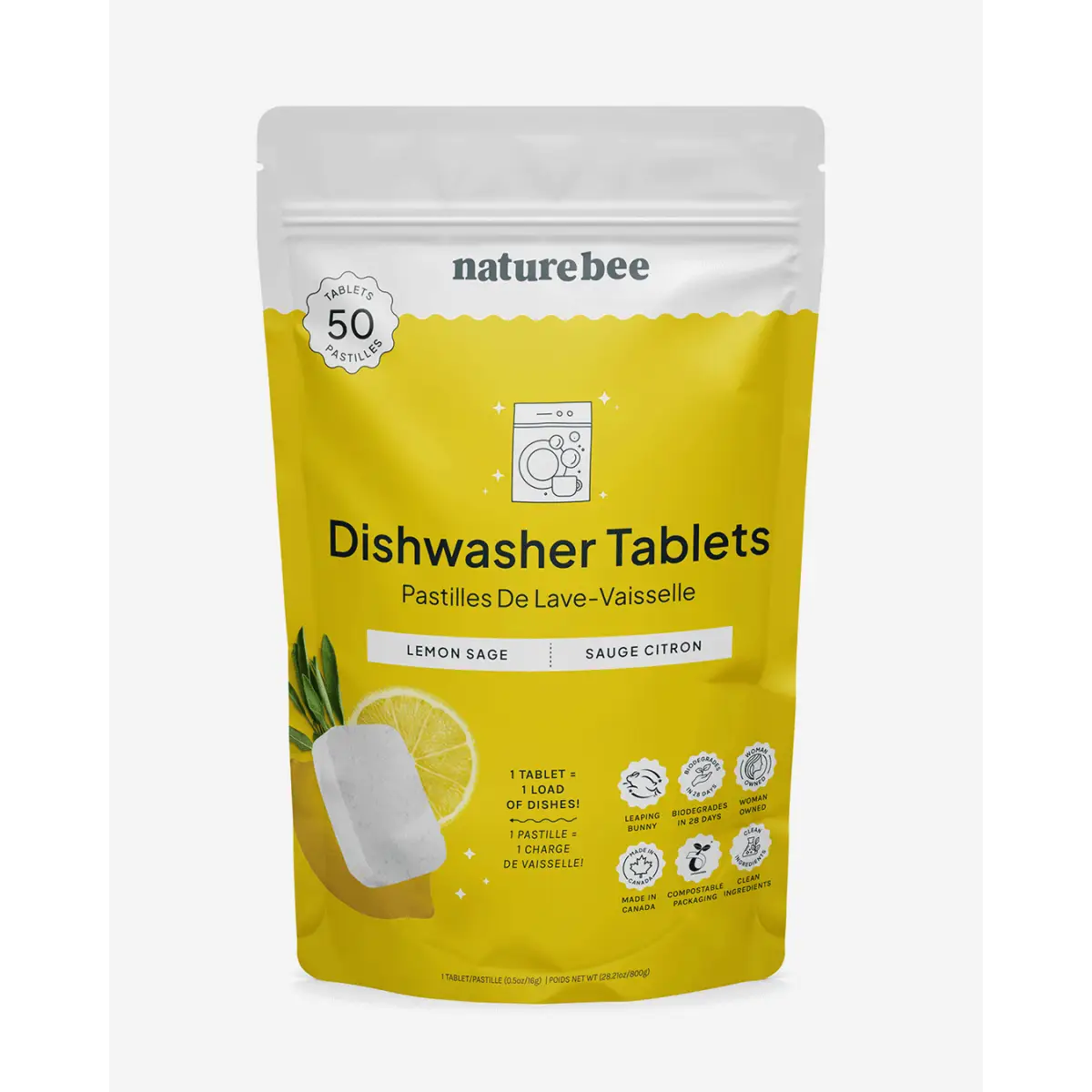 Dishwasher Tablets - Lemon - Bulk - Bag of 50 - NATURE BEE