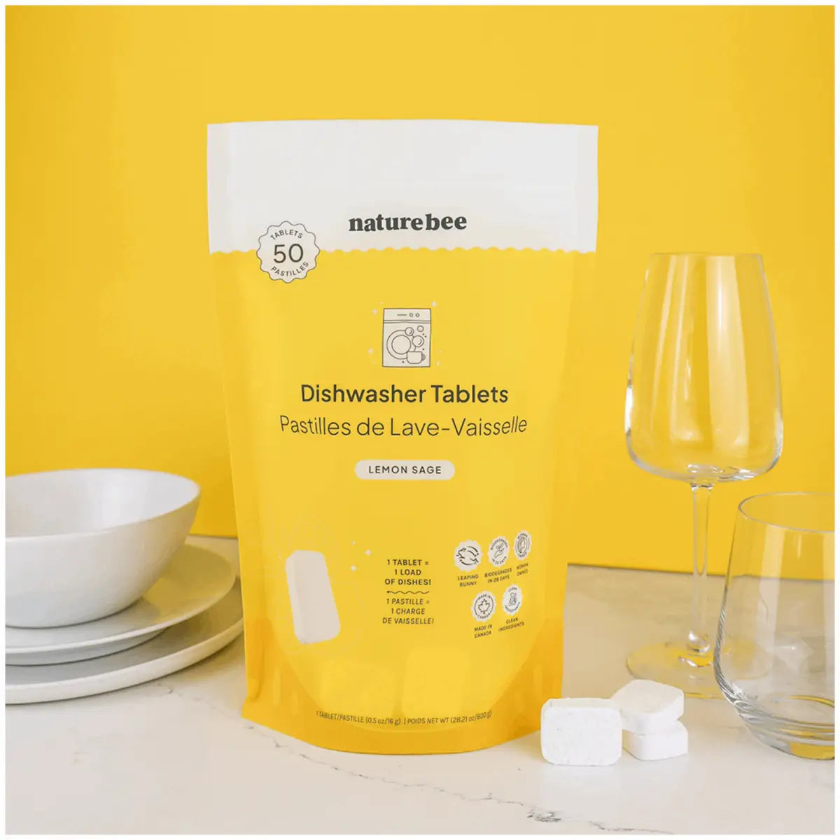 Dishwasher Tablets - Lemon - Bulk - Bag of 50 - NATURE BEE