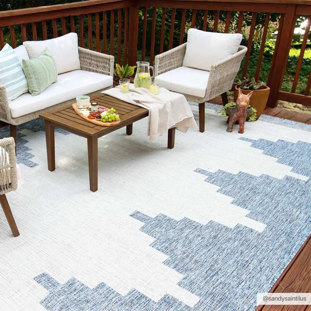 Djugun Blue Outdoor Rug - 8’10’’ x 12’ Rectangle - Boutique Rugs