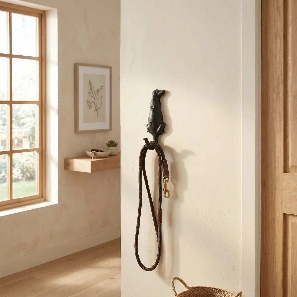 Dog Wall Hook - Black Cast Iron for Leash Coat or Keys - Iron & Blossom