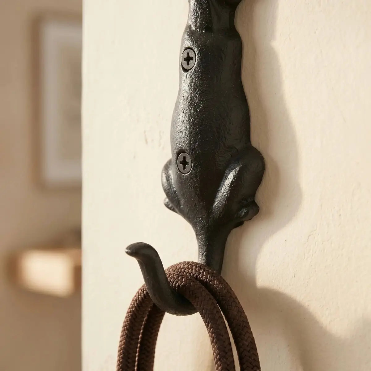 Dog Wall Hook - Black Cast Iron for Leash Coat or Keys - Iron & Blossom