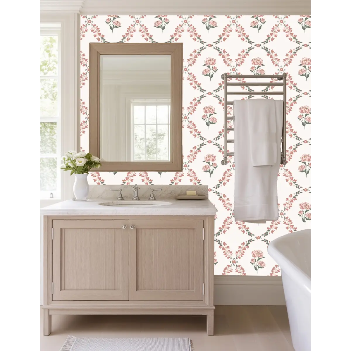 Dorothy Wallpaper - Repeating Flowers - by Hearten Design - Loomwell Home Goods