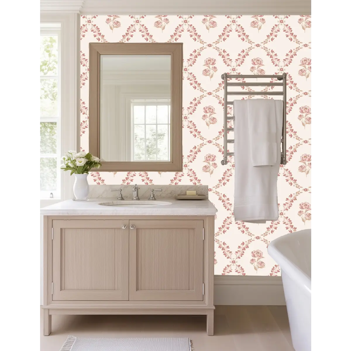 Dorothy Wallpaper - Repeating Flowers - by Hearten Design - Loomwell Home Goods