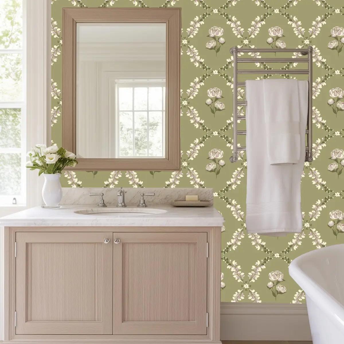 Dorothy Wallpaper - Repeating Flowers - by Hearten Design - Loomwell Home Goods