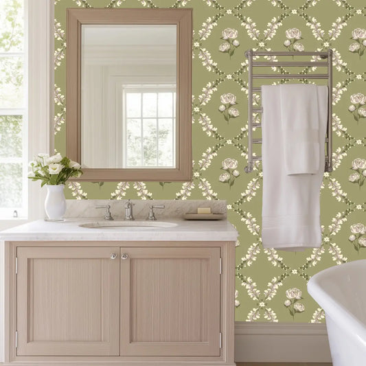 Dorothy Wallpaper - Repeating Flowers - by Hearten Design - Loomwell Home Goods