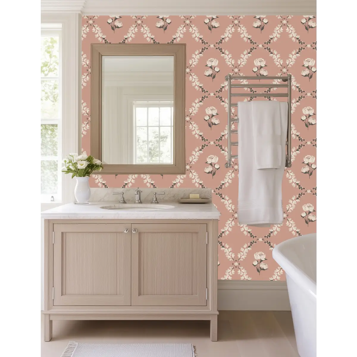 Dorothy Wallpaper - Repeating Flowers - by Hearten Design - Loomwell Home Goods
