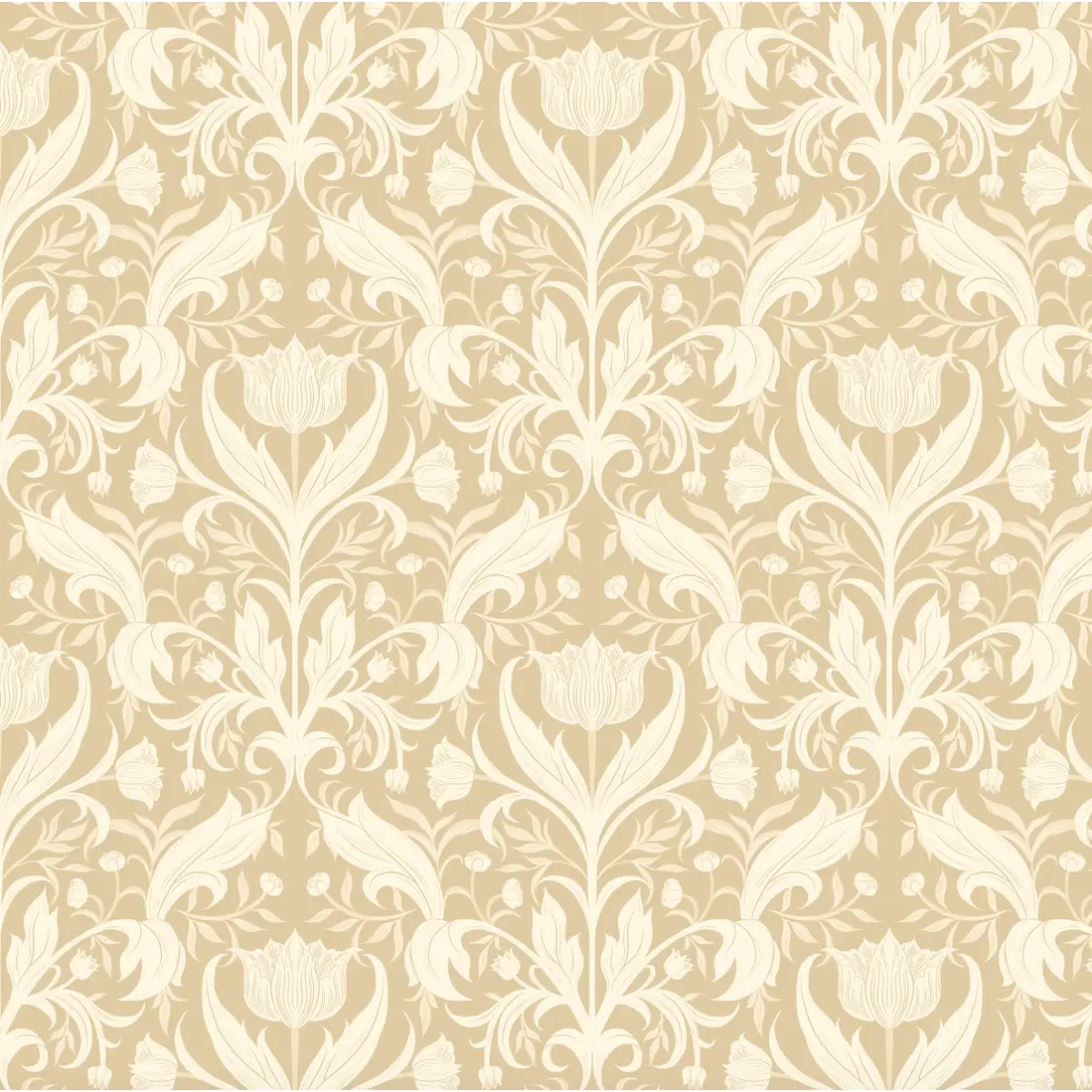 Dorthea Wallpaper - Stylized Tulips - by Ali Anni - Sample 1 foot by 1 foot / Yellow - Loomwell Home Goods