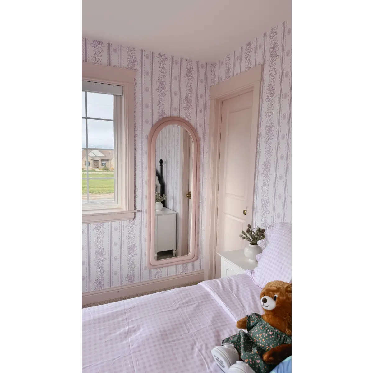 Dottie Wallpaper - Sweet Bows and Blooms Stripe - by Zanet From Wonderland - Loomwell Home Goods