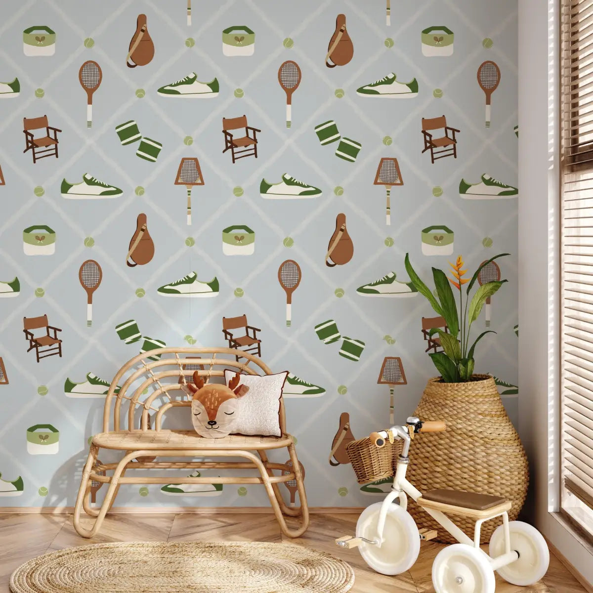 Doubles Wallpaper - Tennis Courtside - by Kristie Vargo - Loomwell Home Goods
