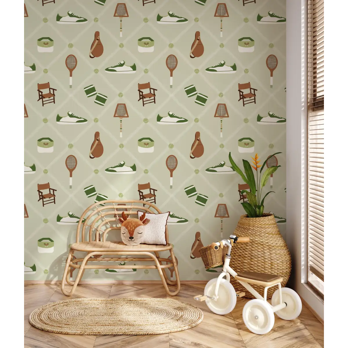 Doubles Wallpaper - Tennis Courtside - by Kristie Vargo - Loomwell Home Goods