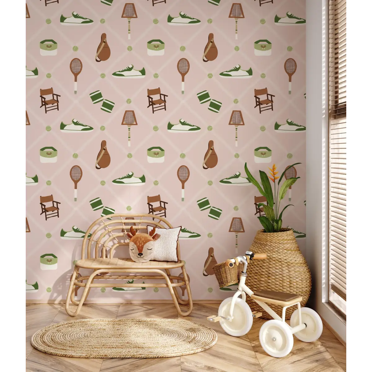 Doubles Wallpaper - Tennis Courtside - by Kristie Vargo - Loomwell Home Goods