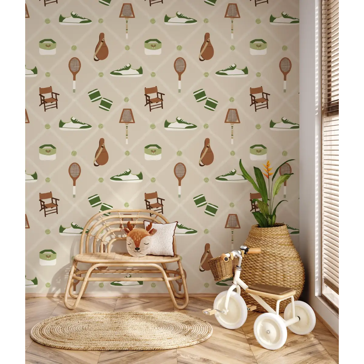 Doubles Wallpaper - Tennis Courtside - by Kristie Vargo - Loomwell Home Goods