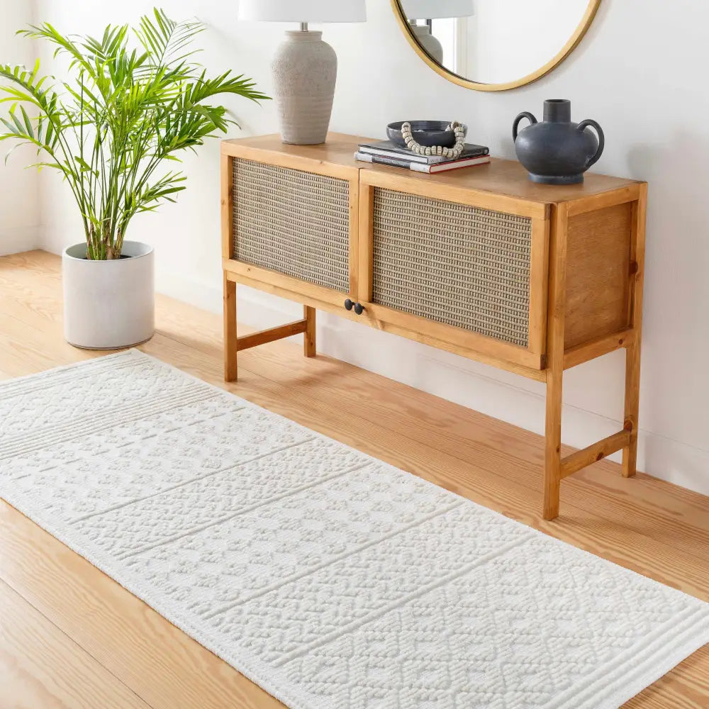 Drago White Washable Area Rug - 2’7’’ x 7’2’’ Runner - Boutique Rugs