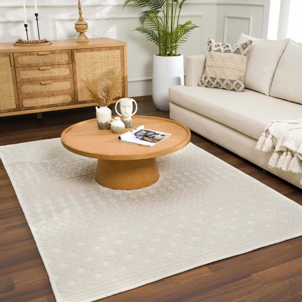 Drago White Washable Area Rug - 5’ x 7’2’’ Rectangle - Boutique Rugs