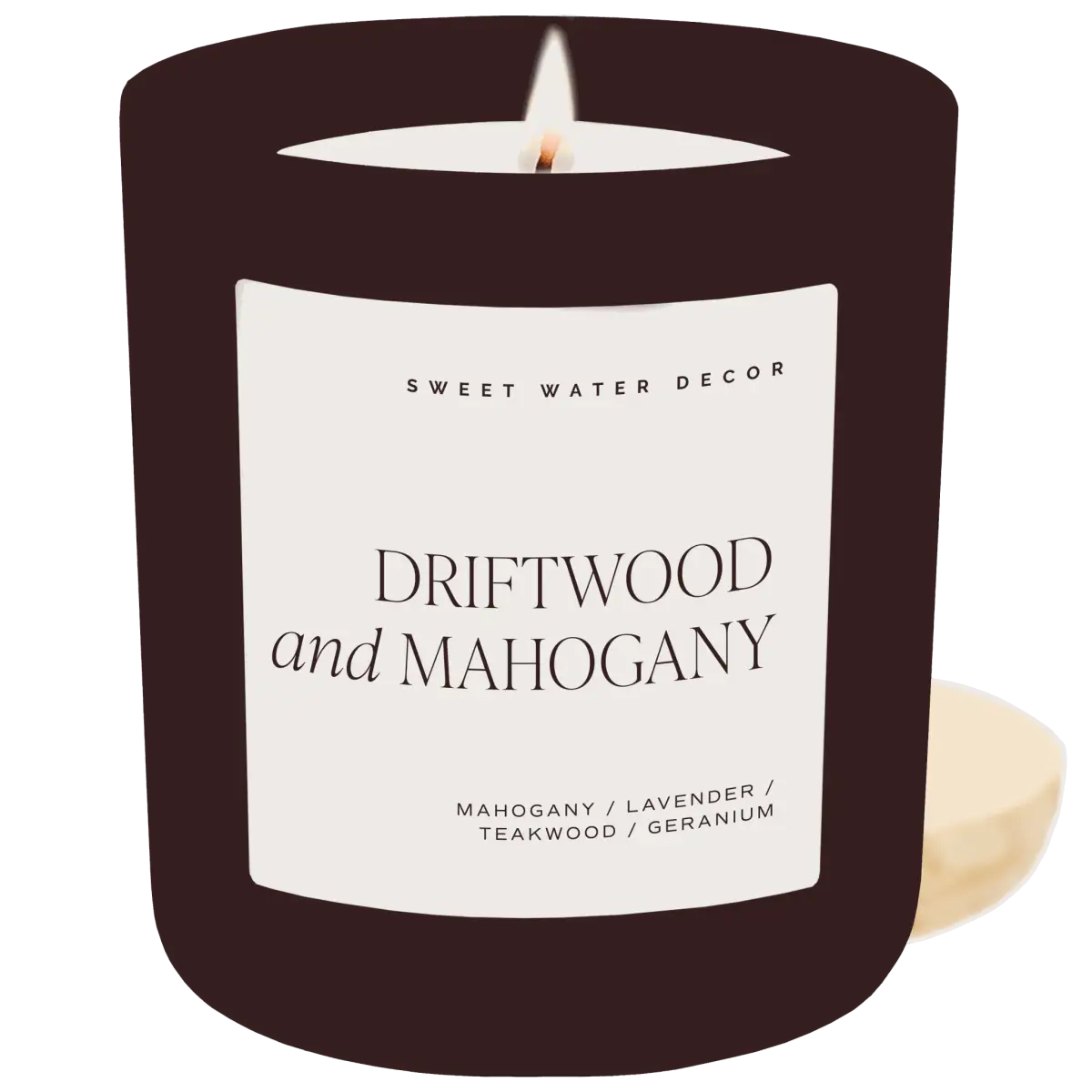 Driftwood and Mahogany Soy Candle - Brown Matte Jar - 15 oz - Sweet Water Decor