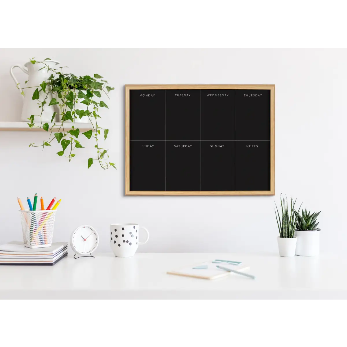 Dry Erase Board - This Week Black - Framed Printed Glass - Black - kateandlaurel