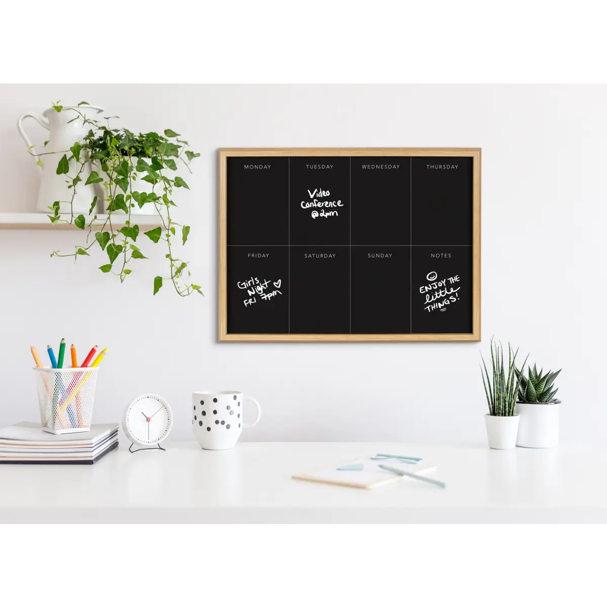 Dry Erase Board - This Week Black - Framed Printed Glass - Black - kateandlaurel