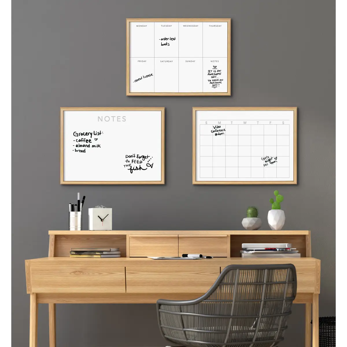 Dry Erase Board - This Week - Framed Printed Glass - White - kateandlaurel